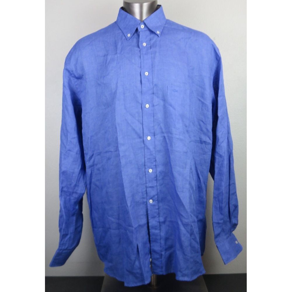 Mens Paul &‎ Shark The Hamptons Blue Linen Button Front Shirt Size XLT $378 New